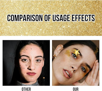 Brzeaf Waterproof Golden Glitter Stick, Face Glitter Makeup, Shimmery & Long Lasting, Chunky Glitter for Face/Body/Hair/Eyes/Lip, Singer Concert Music Christmas Rave Festival