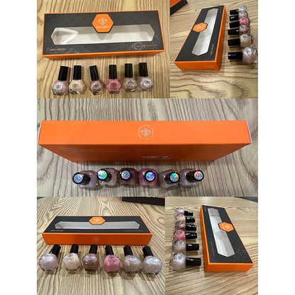 modelones Nail Polish Set, 6 Colors Pearl White Pink Nude Mini Nail Polish Set,Wedding Shimmer Champagne Nail Quick Dry Art DIY Home Salon Nail Art Manicure Gift for Women Girls