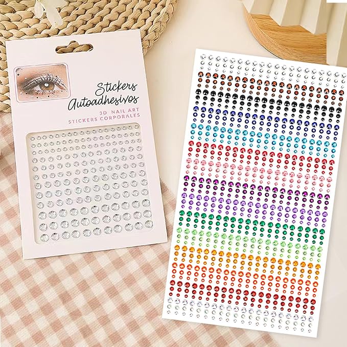 NOOEPC Face Gems Hair Gems, Self-Adhesive Face Jewels Eye Jewels Rhinestones 3/4/5/6 mm DIY Face Gems Stick on, Hair Body Rhinestones Gems Crystals Pearls for Face Eyes Makeup Body, Crafts
