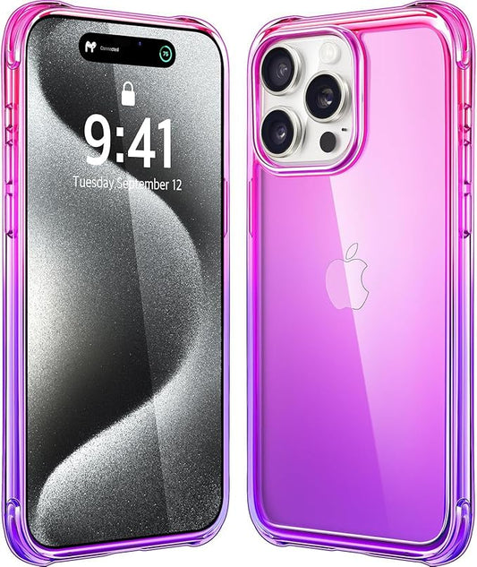 Mkeke for iPhone 15 Pro Case,[Not Yellowing] [Military Grade Protection] Shockproof Phone Case for Apple iPhone 15 Pro 2023 Gradient Purple Pink