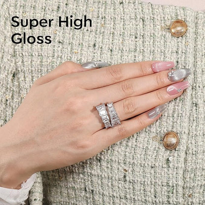 modelones Cat Eye Gel Nail Polish, 2 PCS 15ML Pink Sliver Holographic 9D Cat Eye Glitter Multichrome Silver Pink Shades Polish with Magnet Soak Off Led Nail Art Gel DIY Salon Gift