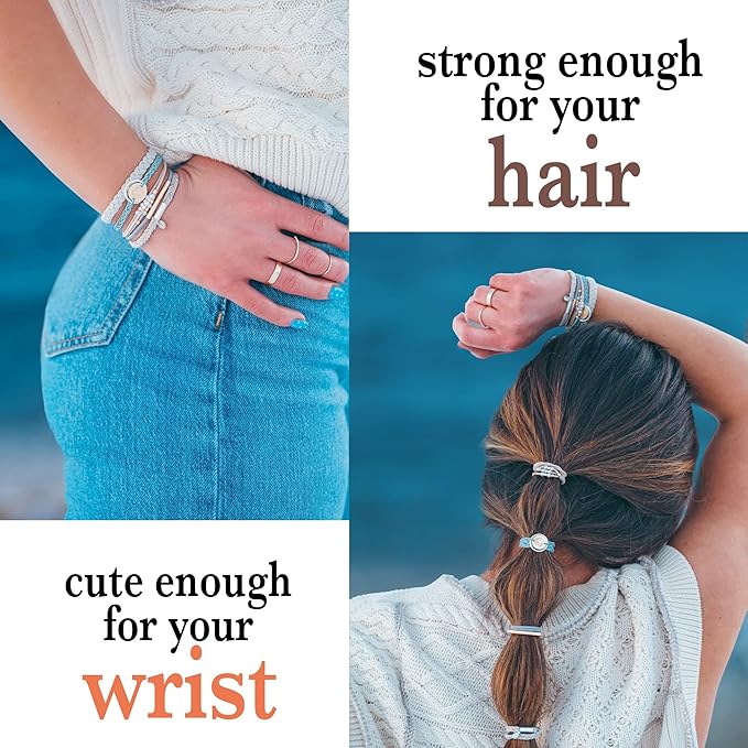 K'lani Wonder Bracelets for Women – Elastic Bracelets and Boho Hair Ties – Cute Hair Ties for Women and Hair Tie Accessories – Stylish Bracelets Boho Style for Hair and Wrist – Set of 5 (Small)