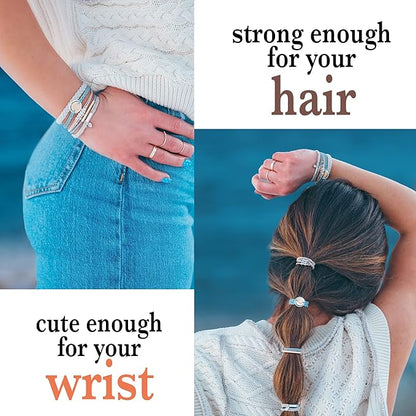 K'lani Wonder Bracelets for Women – Elastic Bracelets and Boho Hair Ties – Cute Hair Ties for Women and Hair Tie Accessories – Stylish Bracelets Boho Style for Hair and Wrist – Set of 5 (Small)
