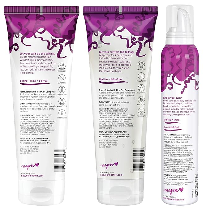 Not Your Mother's Curl Talk Defining Cream, Frizz Control Styling Gel, & Curl Activating Mousse (3-Pack) - Maximize Definition & Control Frizz
