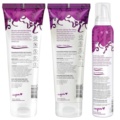 Not Your Mother's Curl Talk Defining Cream, Frizz Control Styling Gel, & Curl Activating Mousse (3-Pack) - Maximize Definition & Control Frizz