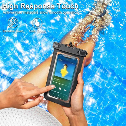 2 Pack Black White Universal Waterproof Phone Pouch, Large Phone Waterproof Case Dry Bag (Protection Level: IP68) Outdoor Sports for Apple iPhone,Samsung,and up to 7.5" (Black,White)