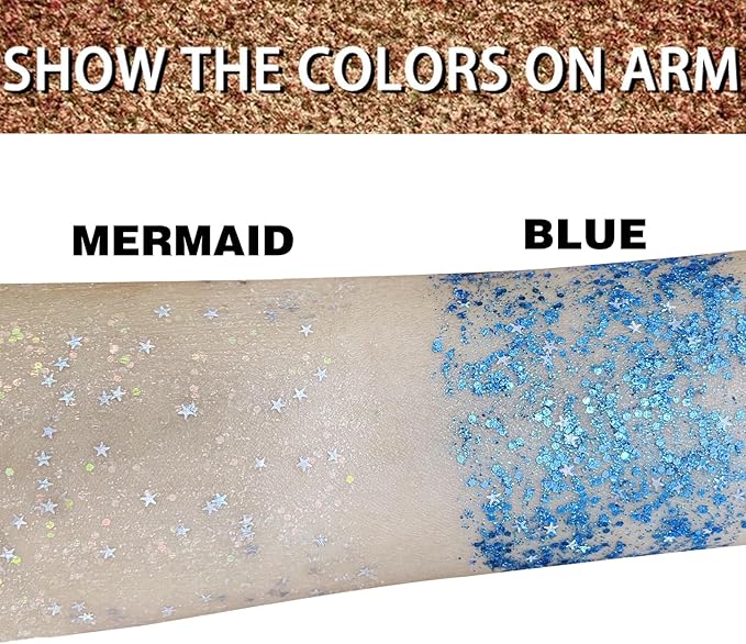 MEICOLY Blue Body Glitter Stick - Waterproof Face & Body Glitter Gel for Halloween, Mermaid Sparkle Makeup