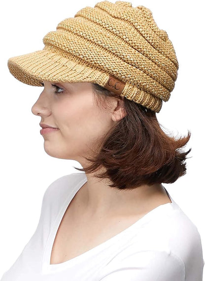 C.C Hatsandscarf Exclusives Women's Ribbed Knit Hat with Brim (YJ-131)(YJ-2023)