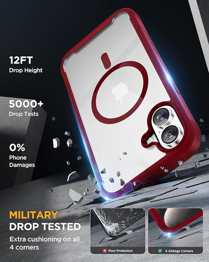 Miracase for iPhone 16 Case 6.1'', [Bubble Free] Full-Body Bumper Phone case with Built-in Full Glass Screen &Lens Protector,No Gap,Compatible with MagSafe,Drop Proof 16 Cover,Plum