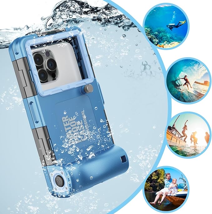 2025 Underwater Snorkeling Diving Phone Case for iPhone 16/15/14/13/12/11 Pro Max/XS/X Samsung Galaxy S24/S23/S22/，[50ft/15m] Professional Scuba Dive Waterproof Case Underwater Photo Video Cove-（Blue）