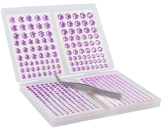 NIACONN 1760 Pcs Purple Hair Jewels Face Gems Stick on, Self Adhesive Glitter Rhinestones Stickers for Women Body Eyes Nails Festival Halloween Makeup & Crafts