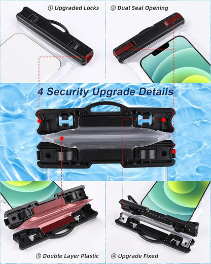 2025 Waterproof Phone Pouch: 2 Pack Cruise Ship Essentials Must Haves Dry Bag for Vacation Beach Travel Kayak Accessories, Water proof Case for iPhone 16 15 14 13 12 Plus Pro Max Galaxy - Black+Blue