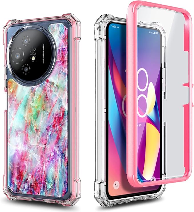 Designed for TCL 50 XL 5G Phone Case, 50 XL NXTPAPER 5G Case with Screen Protector, [Raised Corners Drop Protection] Full-Body Protective Shockproof Rugged Bumper Cover (Marble Fantasy)