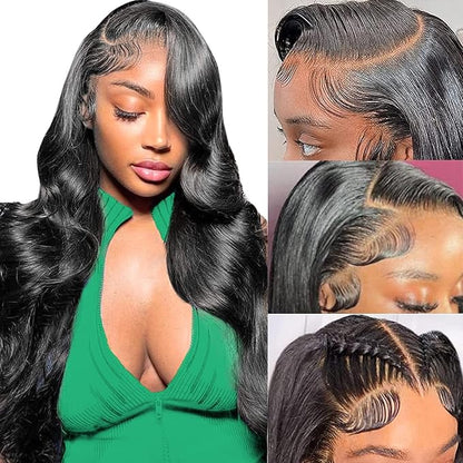 13x6 Lace Front Wigs Human Hair Pre Plucked 180 Density 26 Inch HD Body Wave Lace Front Wigs Human Hair 10A Frontal Wigs Human Hair wigs for Women Glueless Wigs Human Hair Pre Plucked Black wig