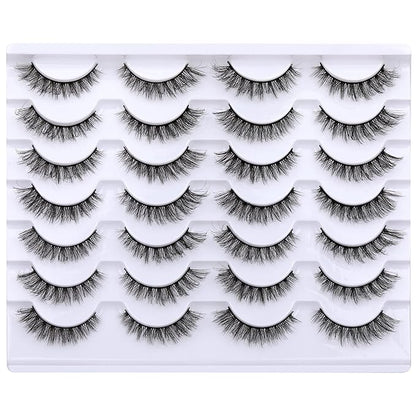 Newcally Cat Eye Lashes Natural Look False Eyelashes Short Wispy 3D Volume Fake Eye Lashes Pack 14 Pairs