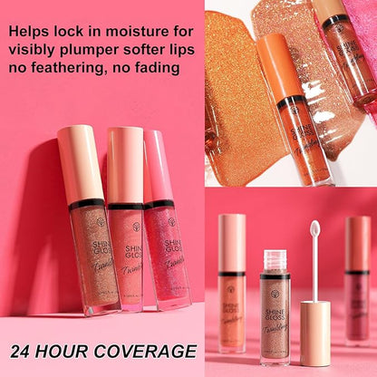 Nude Lip gloss Lip Plumper Gloss Shimmer High Shine Lip Gloss Moisturizing Tinted Lip Gloss Long Lasting Waterproof Lip Oil (02# Nude Shimmer)