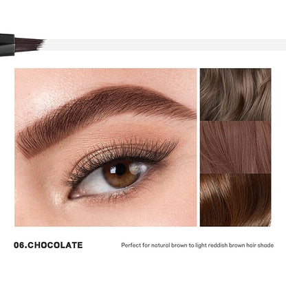 2 Pack Microblading Eyebrow Pen and Brow Tint for Women with Angled Brush & Dip to Effortlessly Create Natural Hair Like Brows, Waterproof Fast Eye Brow Makeup Pencil, Last All Day (Chocolate)