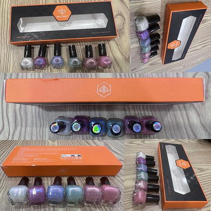 modelones Chrome Nail Polish Set, 2025 Spring Summer 6 Colors Shimmer Pearl White Pink Mermaid Purple Quick Dry Nail Polish Kit Fingernail Polish Manicure DIY Salon Home Easter Gifts for Women Girl