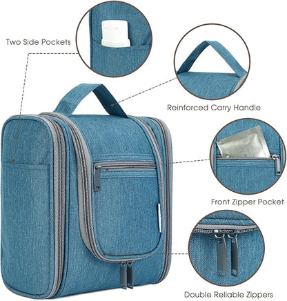 Narwey Small Hanging Travel Toiletry Bag Cosmetic Make up Organizer for Women and Men (Medium, Navy Blue)