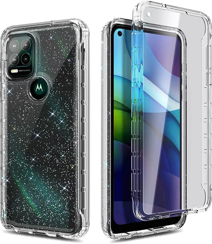 NZND Case for Motorola Moto G Stylus 5G with [Built-in Screen Protector], Full-Body Protective Shockproof Rugged Bumper Cover, Impact Resist Phone Case Cover (Crystal Glitter Clear)
