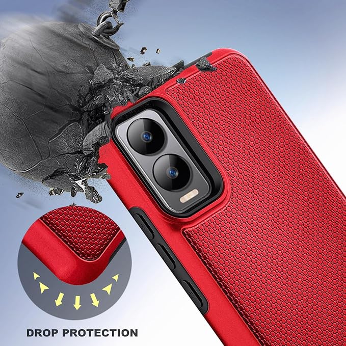 Designed for Cricket Debut S3 Phone Case (U572AC), AT&T Vista 2 (2024 U572AA) Case, [9FT Military Grade Drop Tested] Full-Body Protective Dual Layer Hybrid Shockproof Phone Case (Red)