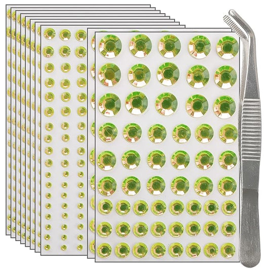 NIACONN 1760 Pcs Olive Green Hair Jewels Face Gems Stick on, Self Adhesive Glitter Rhinestones Stickers for Women Body Eyes Nails Festival Halloween Makeup & Crafts
