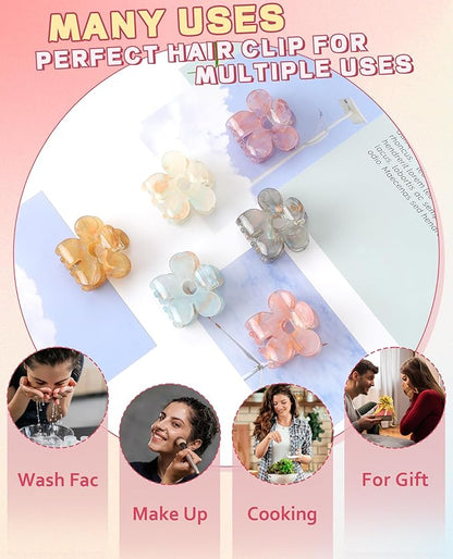 Claw Hair Clips Jaw Clamps - 12PCS Small Hair Claw Jaw Clamp for Thin Hair Styling Accessories Classic Hair Clamp for Women Girls (Sequins(Flower))