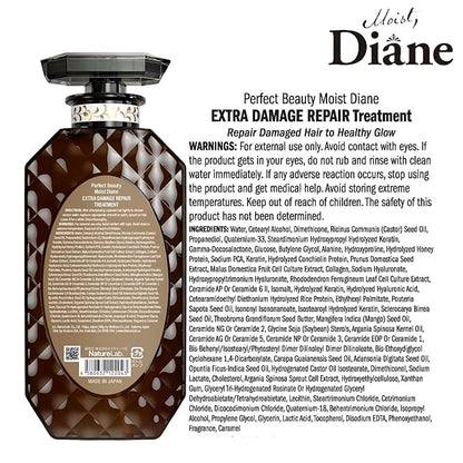 Moist Diane Keratin Hair Treatment for Damaged Hair & Color Treated Hair Women & Men, Organic Hair Care with Argan Oil & Mango Oil from Japan, Sulfate & Silicone Free, EXTRA DAMAGE REPAIR, 15.2 Fl Oz
