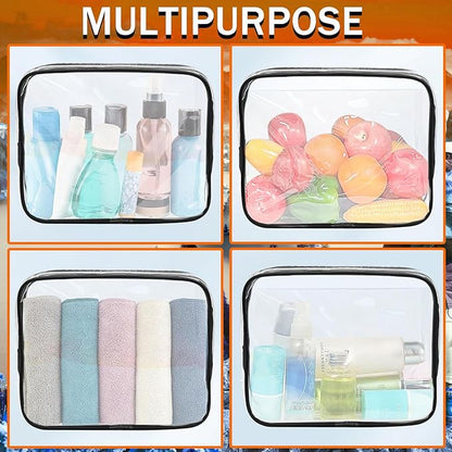 12 Pieces Clear Makeup Bags, TSA Approved Toiletry Bag for Travel, PVC Clear Cosmetic Pouch with Zipper, Waterproof Vinyl Plastic Organizer Case for Vacation Bathroom (Medium)