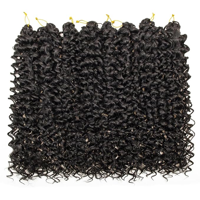 8 Packs Curly Crochet Hair GoGo Curl Crochet hair for Black Women Deep Wave Braiding hair,Synthetic Bohemian Crochet Braid Water Wave Crochet hair Extensions (1B, 24inch)
