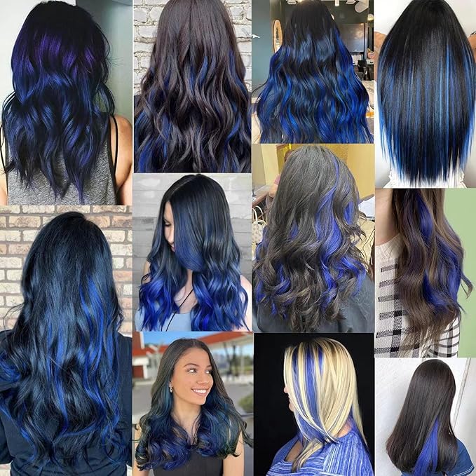 12 PCS Multicolored Hair Extensions clip in Kids Highlights 20inch Straight Colored Hair Extension Clip In For Girls and Women Party Rainbow Wig Hairpieces