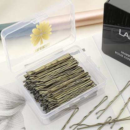 100PCS 2Inches Hair Pins Kit Hair Clips Secure Hold Bobby Pins Hair Clips for Women Girls and Hairdressing Salon With Clear Storage Box(Bronze)