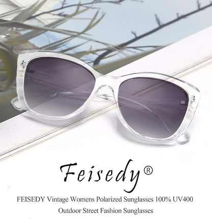 FEISEDY Polarized Vintage Sunglasses American Womens Square Jackie O Cat Eye Sunglasses B2451