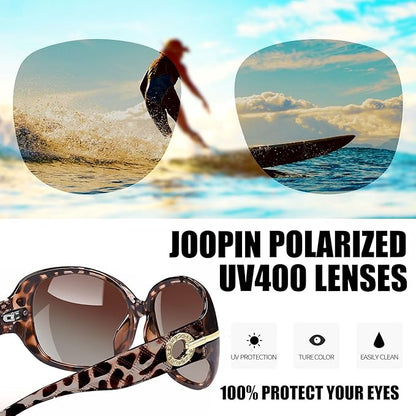 Joopin Big Womens Sunglasses Polarized Trendy Sun Glasses Large Rectangle UV Protection Rhinestone Sunnies