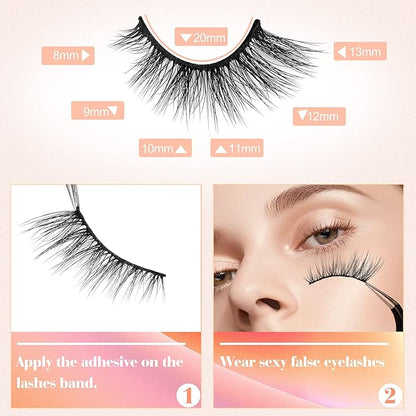 Newcally Half Lashes Mink Natural Cat Eye Wispy False Eyelashes 3D Volume Strip Fake Eyelashes Accent Corner 3/4 Eye Lashes DIY Cluster Faux Mink Half Eyelashes 14 Pairs