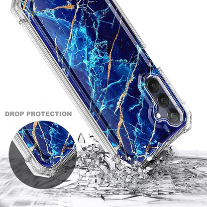 Designed for Galaxy A25 5G Case, Samsung A25 Phone Case with [Built-in Screen Protector], [16FT Military Grade Drop Tested] Full-Body Protective Shockproof Rugged Bumper Cover (Marble Sapphire)