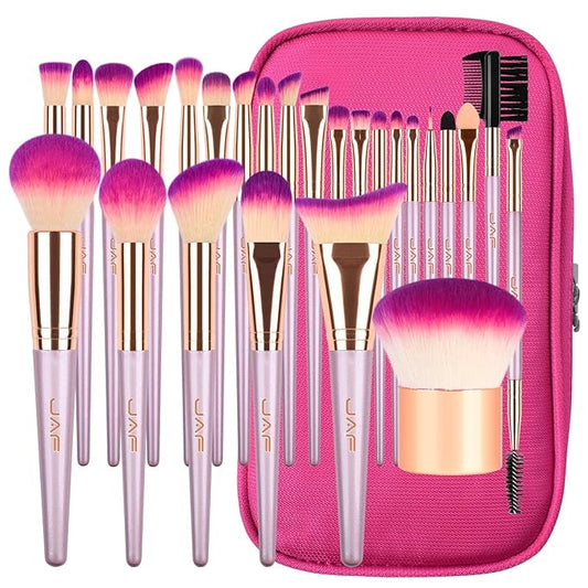JAF Makeup Brush Set Professional 26 Pcs Synthetic Make Up Brushes with Case Bag