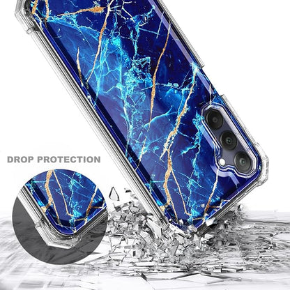 Designed for Samsung Galaxy A36-5G Phone Case, Magnetic Compatible with MagSafe, [Raised Corners Drop Protection] Shockproof Protective Bumper Cover (Marble Sapphire)