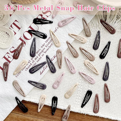 36 PCS 2 Inch Metal Snap Hair Clips Water Drop No Slip for Women & Girls,Strong Hold Matte Hair Clips for Thick Hair & Thin Hair,Hair Barrettes for Women.Metal Snap Clips Accessories
