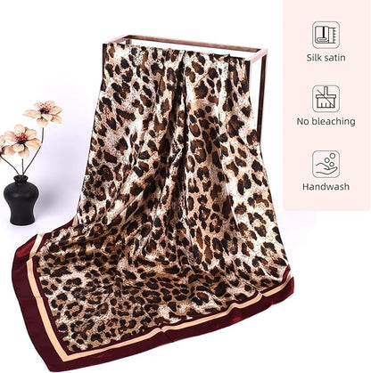 35 x 35 Women's Fashion Pattern Large Square Silk Like Hair Scarf Head Sleeping Wrap Satin Neck Bandana for Gift…
