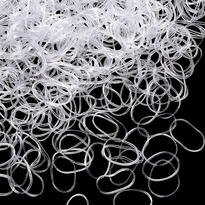 1000 Mini Rubber Bands Soft Elastic Bands for Kid Hair Braids Hair (Clear)