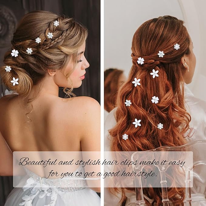 YISSION Mini Rhinestone Hair Pins - 20Pcs Cute Small Decorative Wedding & Bridal Barrettes With Flowers for Girls & Women (4 Flower Patterns)