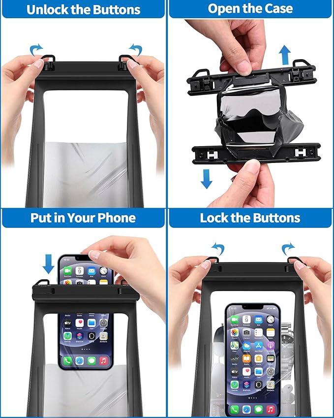 2L Waterproof Phone Pouch Floating - Waterproof Bag Dry Bag for Kayaking Beach, Cruise Ship Essentials 2025 IPX8 Large Water Proof Bags for iPhone 16 15 14 13 12 Pro Max Galaxy Pixel White