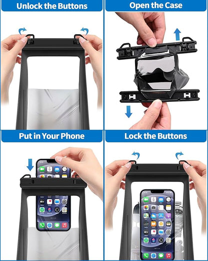 2L Waterproof Phone Pouch Floating - Waterproof Bag Dry Bag for Kayaking Beach, Cruise Ship Essentials 2025 IPX8 Large Water Proof Bags for iPhone 16 15 14 13 12 Pro Max Galaxy Pixel White