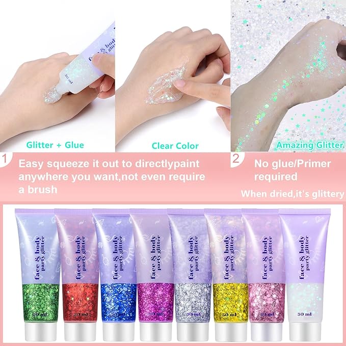 Go Ho Red Face Body Glitter,Singer Concerts Red Face Paint Glitter Makeup,Holographic Chunky Sequins Glitters for Eye Lip Hair Nails,Festival Rave Accessories,52g