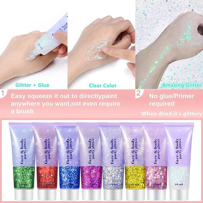 Go Ho Red Face Body Glitter,Singer Concerts Red Face Paint Glitter Makeup,Holographic Chunky Sequins Glitters for Eye Lip Hair Nails,Festival Rave Accessories,52g