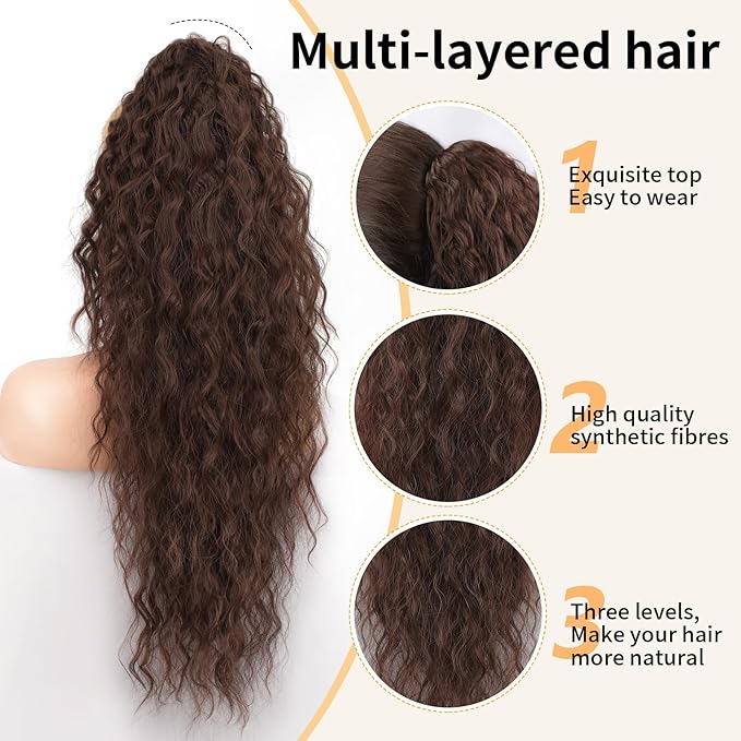 ORSUNCER Ponytail Extension Claw 30" Curly Pony Tail Clip in Claw Hair Extensions Fluffy Natural Looking Synthetic Hairpiece for Women…