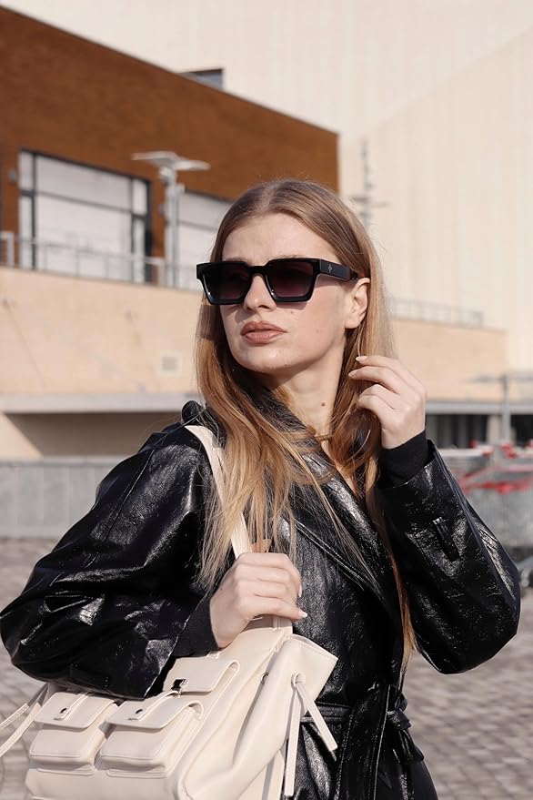 VISOONE Fashion 100% UV400 Protection Rectangle TR90 Y2K Sunglasses Accessories for Women Men RIVER