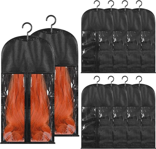 10Pcs Hair Extension Holder Wig Storage for Multiple Wigs, Wig Bags Wig Hanger, Dust-proof Wig Bags Storage with Hanger, Hair Extensions, Wigs & Accessories