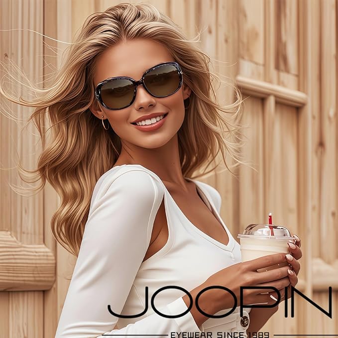 Joopin Big Womens Sunglasses Polarized Trendy Sun Glasses Large Rectangle UV Protection Rhinestone Sunnies